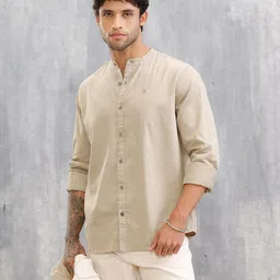 WROGN Men Band Collar Cotton Casual Shirt-picture-6