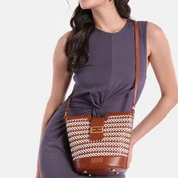Van Heusen Weave Self Design Bucket Sling Bag image 2