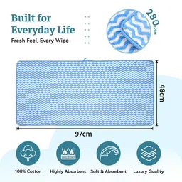 Kuber Industries Blue 6 Pieces Printed Microfiber 280 GSM Ultra Absorbent Face Towels image 2