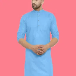 ANUJ FASHION Men Blue Mandarin Collar Kurta-image-65