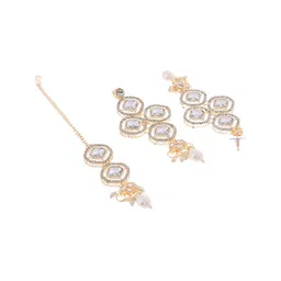 Anouk Gold Plated American Diamond Studded & Beaded Jewellery Set image 3