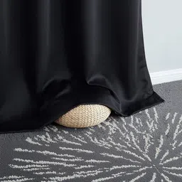 BFAM Black Set of 2 Black Out Long Door Curtain image 5