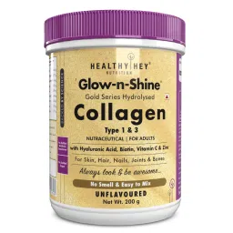 healthyhey nutrition Healthy Hey Nutrition Collagen Gold Series with Hyaluronic Acid, Biotin & Vitamin C - No Smell - (Unflavoured, 200gm)-picture-22