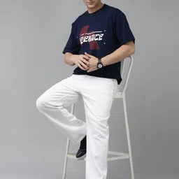 Provogue Men Typography Printed Pockets Boxy T-shirt image 5