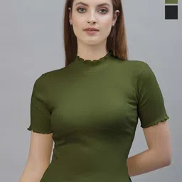 Friskers Women Pack Of 2 High Neck Cotton Fitted Top-picture-10