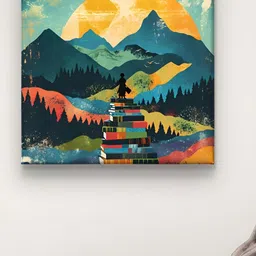 Myntra Elegant Homes Orange Colored & Black Mountains Printed Canvas Wall Art-image-96
