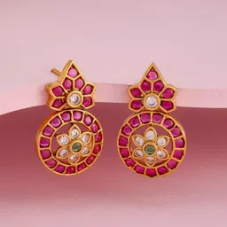 Kushal's Fashion Jewellery Gold-Plated Artificial Beads Studded Classic Drop Earrings-picture-23