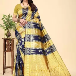 Kevami Fashion Woven Design Zari Kanjeevaram Saree With Unstitched Blouse Piece-picture-29
