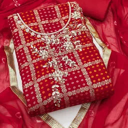 SAINOOR Floral Embroidered Sequinned Banarasi Cotton Silk Unstitched Dress Material-picture-42