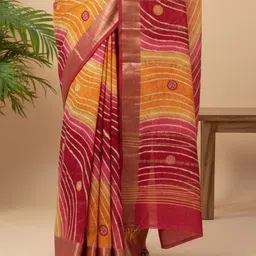 BANARASI WALA Leheriya Pure Cotton Handloom Leheriya Saree image 4