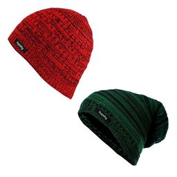 hupshy Men Pack Of 2 Self Design Acrylic Beanies-picture-15