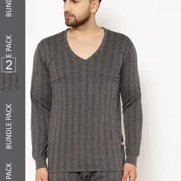 mack jonney VIMAL JONNEY Men Pack Of 2 Striped Cotton Thermal Set-picture-26