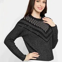 Madame Women Striped Pullover with Embellished Detail image 5