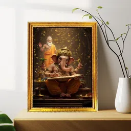 blinkart Brown & Yellow Lord Ganesha Religious Wall Art image 3