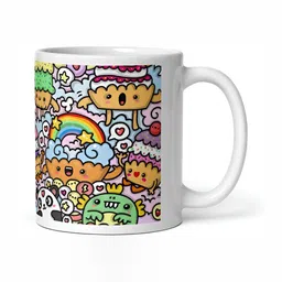 Mr UVD White & Yellow Graphic Printed Ceramic Matte Mug 350 ml image 3