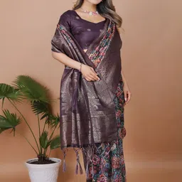 Moda Rapido Floral Silk Blend Heavy Work Banarasi Saree image 2