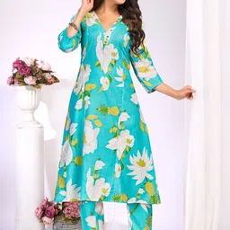 Moda Rapido Women Floral Printed Regular Kurta with Trousers image 5