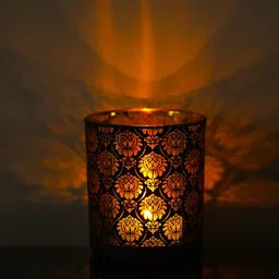 MARKET99 Black 2 Pieces Printed Glass Candle Holders-image-44