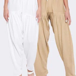 Clora Creation Women Pack Of 2 White & Beige Solid Woolen Salwars-picture-28