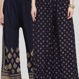 Clora Creation Women Pack of 2 Floral Printed Knitted Ethnic Palazzos-picture-44