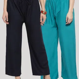 Clora Creation Women Black & Blue 2 Palazzos-image-15
