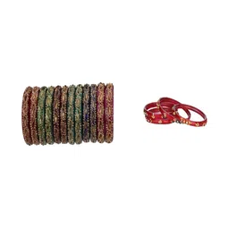 SOMIL Set Of 16 Artificial Stones Studded Bangles-image-72