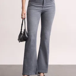 Urbano Fashion Women Washed Bootcut Mid-Rise Stretchable Jeans-picture-14