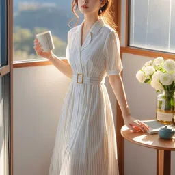 bebe Women Striped Shirt Midi Dress-picture-27