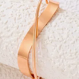 Shining Diva Fashion Rose Gold-Plated Cuff Bracelet image 3