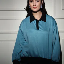 TANDUL Women Shirt Collar Pullover Sweatshirt-image-46