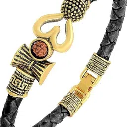 Divine souvenirs Unisex Gold-Plated Artificial Beaded Wraparound Leather Bracelet-picture-30