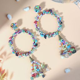 KPOP Gold Plated Beaded Contemporary Drop Earrings-picture-39
