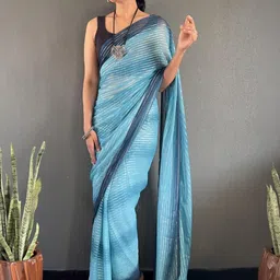 KALINI Tie and Dye Pure Georgette Ready to Wear Leheriya Saree image 2