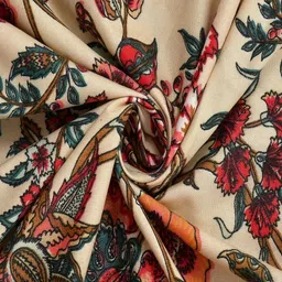 Aura Maroon & Beige Floral Printed 144 TC Microfiber Single Bedsheet Set 1.52 m x 2.28 m image 2