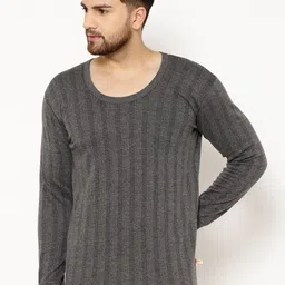 mack jonney VIMAL JONNEY Men Pack Of 2 Striped Cotton Thermal Tops image 3