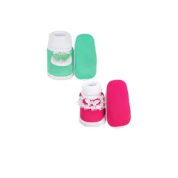 NESKA MODA 0 To 6 Months Newborn Baby Girls Pack of 2 Pair Soft Cotton Butterfly Frill Booties image 5