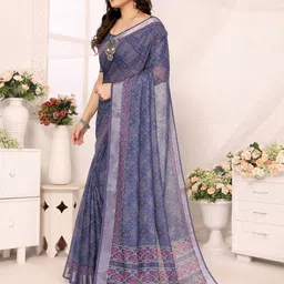 vj fashion Printed Zari Saree image 1