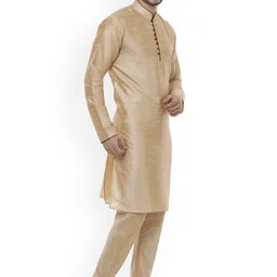 VEERA PARIDHAAN Men Regular Raw Silk Kurta with Trousers image 2