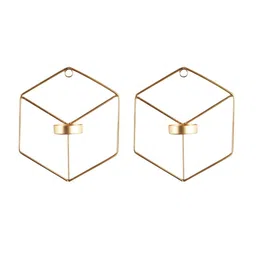 Amaya Decors Set Of 2 Gold-Toned Solid Hexagon Wall Tealight Holder image 4