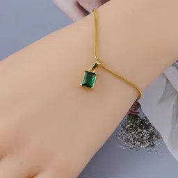 Just Lil Things Women Gold-Plated Emerald Stone Studded Wraparound Bracelet-picture-36