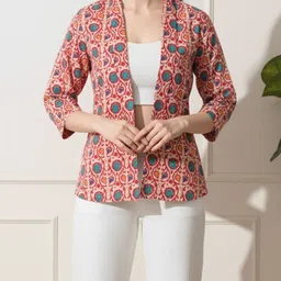 DECKEDUP Women Ethnic Motifs Printed Open Front Shrug image 4