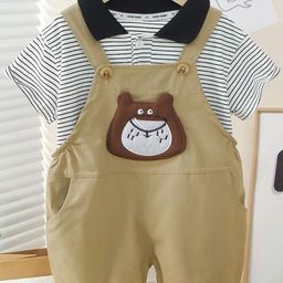 LULU & SKY Boys Dungarees With Striped T-Shirt-picture-40