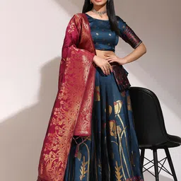 Payu Semi-Stitched Lehenga & Unstitched Blouse With Dupatta-picture-25