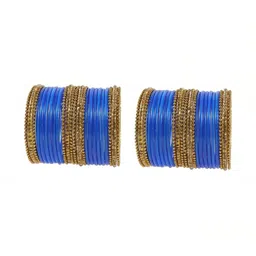 Instyle Forever Set Of 40 Turquoise Blue Glass Artificial Stones & Beads Bangle-picture-31