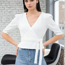 Stylecast X Slyck Puff Sleeve Wrap Crop Top-picture-26