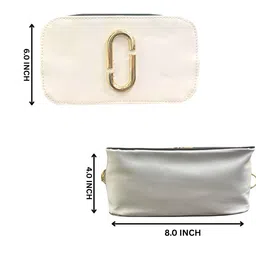 CLARIS JAMES Women Set of 2 Solid Structured Handheld Bag image 3