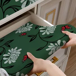 Aura Green & Pink Floral Printed Water Resistant Shelf Liner Organiser image 3