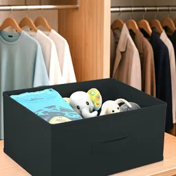 Kuber Industries Black Textured Non-Woven Drawer Organiser-26 L-image-34