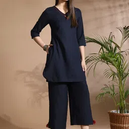 aayusika V-Neck Tunic & Palazzos Cotton Flax Co-Ords image 5
