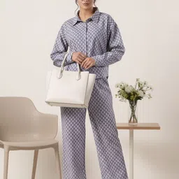 Zenava by Myntra Printed Cotton Shirt With Trousers Co-Ords image 4